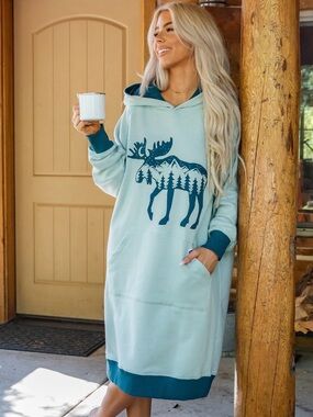 The Lazy One Mountain Moose Sleep Hoodie - Size S/M